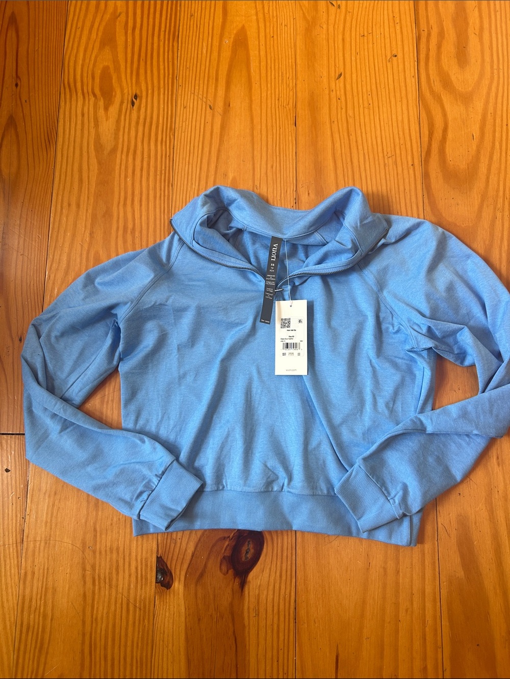 Vuori Light Blue Hooded Crop Sweater